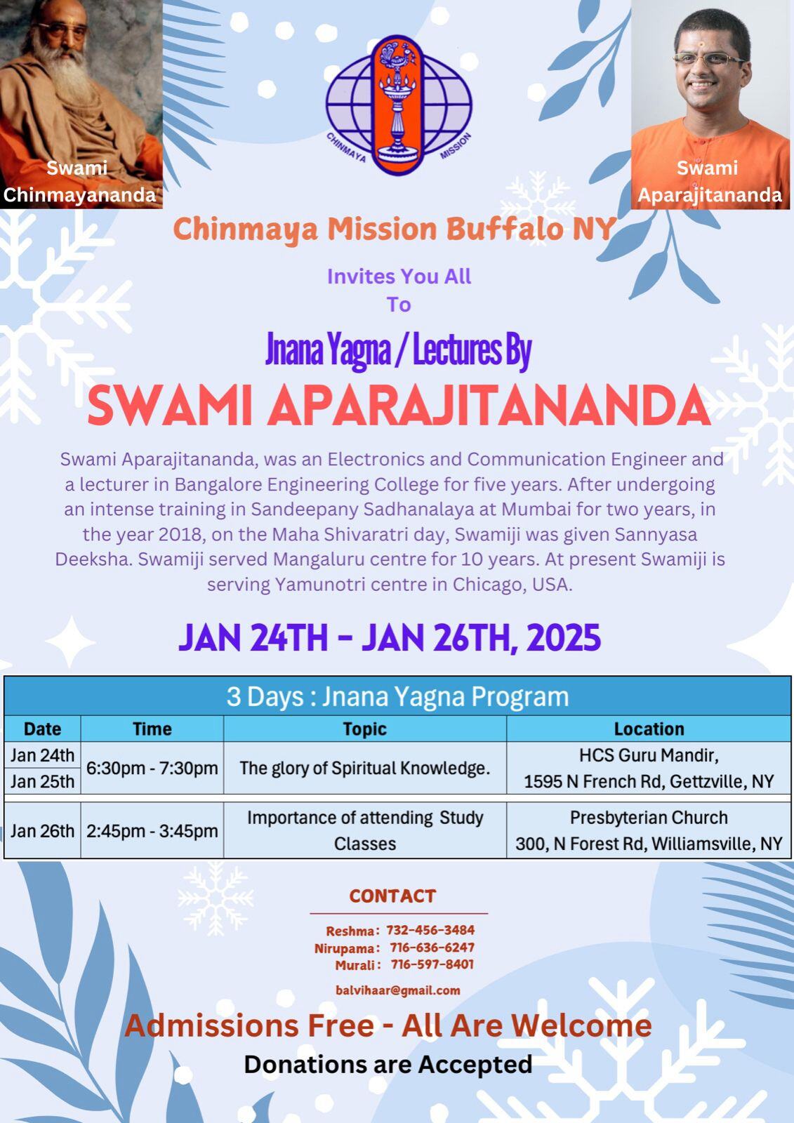 Flyer for January2025 Jnana Yagna